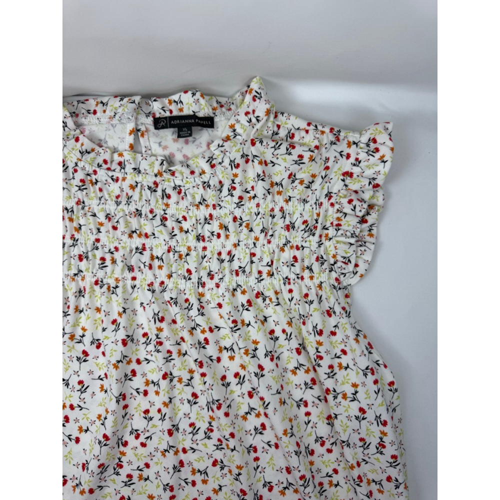 Women's Adrianna Papell Floral Smocked Top White/Red Size XL $10 w/$25 purchase - Picture 4 of 6